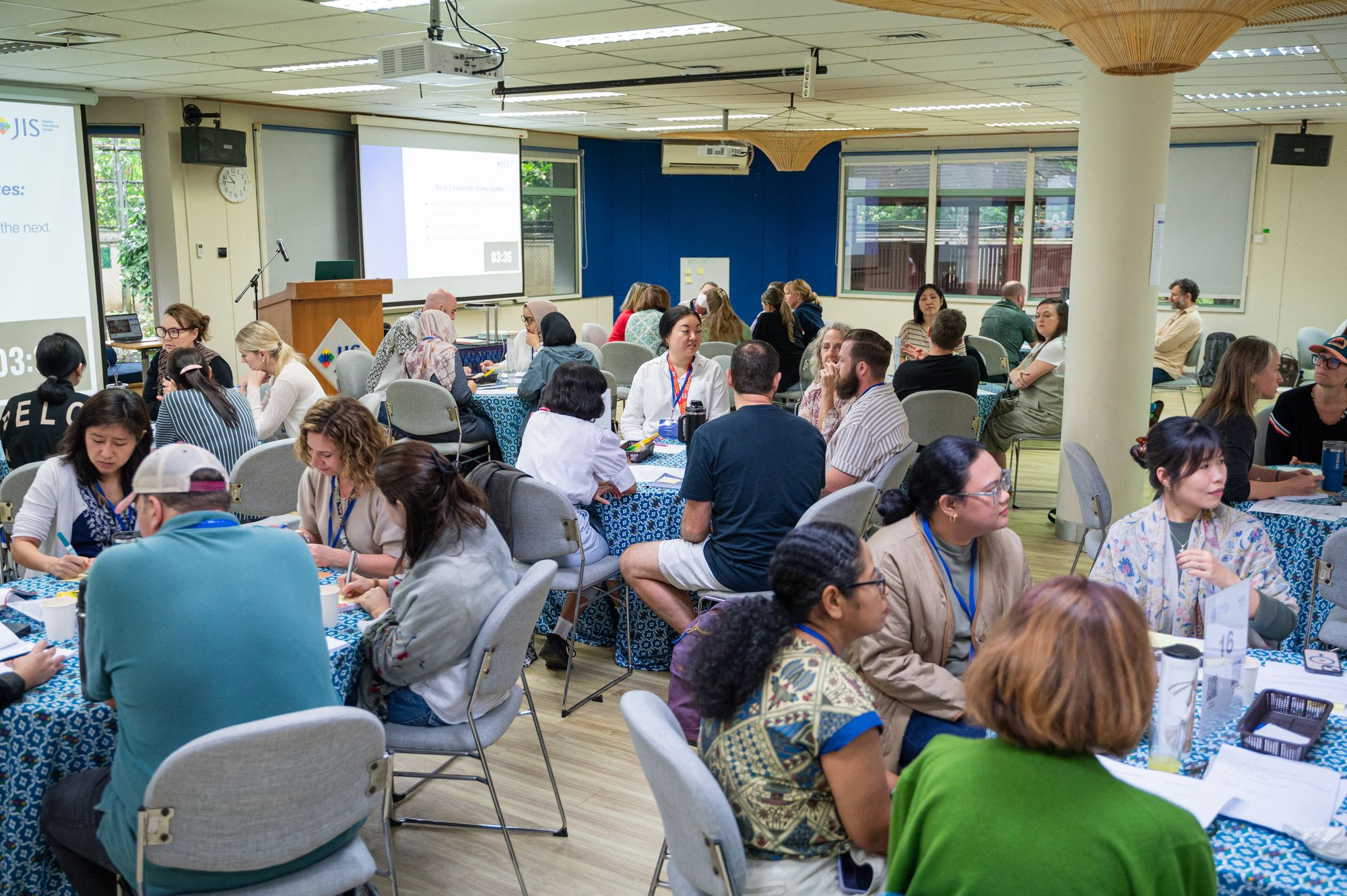 A room full of educators at a Jan Burkins literacy workshop